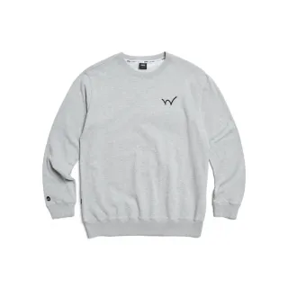 【EDWIN】男裝 經典小W繡厚長袖T恤(銀灰色)