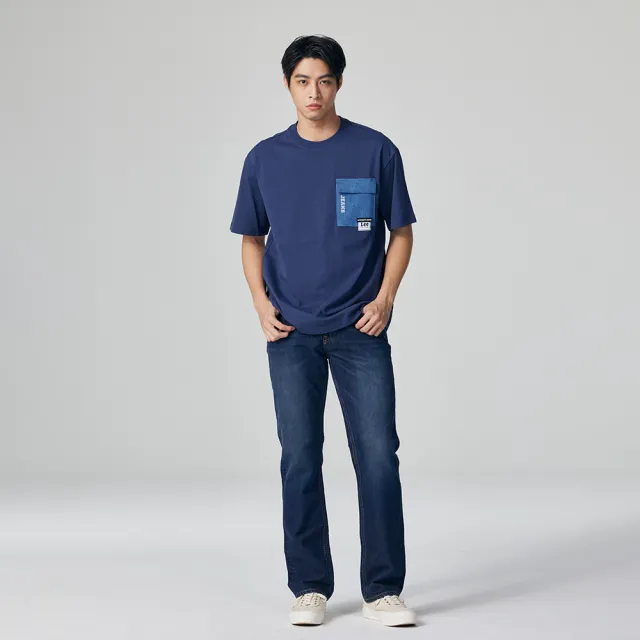 【Lee】男裝 短袖T恤 / 左胸牛仔口袋 共2色 Oversized版型(LB302076034 / LB302076742)