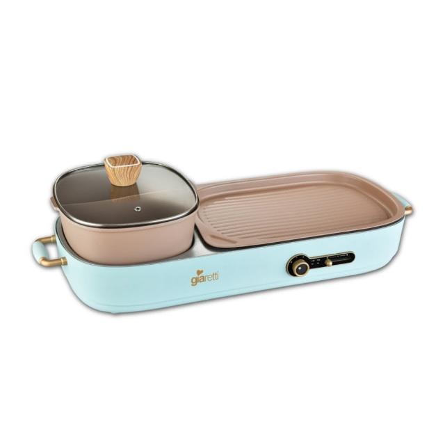 Giaretti 珈樂堤義大利 GT-MFM36 電烤盤，專為2人份設計，採用不沾塗層合金內鍋，輕鬆清潔不黏鍋。尺寸655x250x210mm，重量僅4.3kg，適合小型家庭使用。支援110V/60Hz電壓，功率1200~1400W，快速加熱烤肉、煎炒皆宜。藍色系與紅色系選擇，產地中國，享1年保固及BSMI R54919認證，安全可靠的義大利風格家電首選。