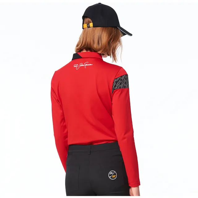 【Jack Nicklaus 金熊】GOLF女款彈性剪接吸濕排汗POLO/高爾夫球衫(紅色)