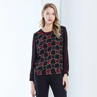 【YIDIE 衣蝶】配色車線雪紡上衣-黑