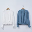 【H2O】領巾式下襬收口上衣 #3655003(白/淺藍色)