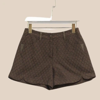 【FREE】UV平織菱紋麂皮口袋短褲(淺咖啡)