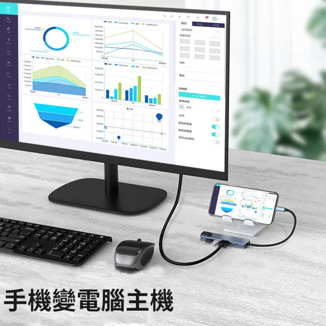 【YOLU】6合1 Type-C多功能PD快充HUB集線器 HDMI網卡轉接器 傳輸擴充轉接頭(for macbook/Surface/ipad)