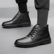 【ANSEL】真皮馬丁靴 鱷魚皮紋馬丁靴/真皮時尚鱷魚皮紋設計百搭潮流馬丁靴-男鞋(黑)