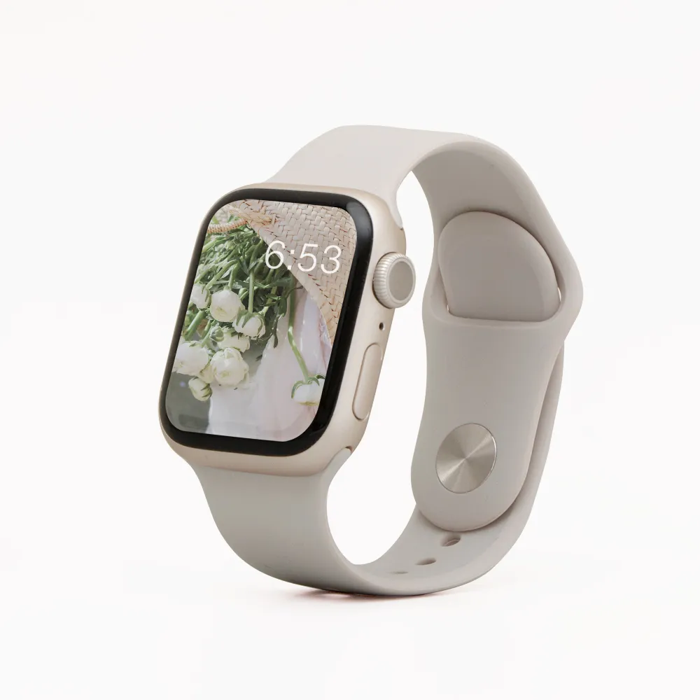 【General】Apple Watch 錶帶 9/8/7/6/5/4/3/2/1 簡約舒適防水矽膠壓扣運動錶帶(星光)