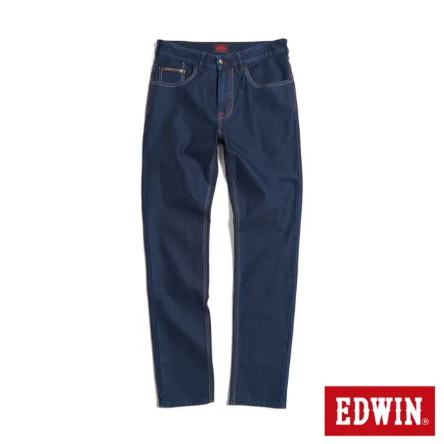 【EDWIN】男裝 EDGE x JERSEYS迦績 皮條窄管直筒牛仔褲(原藍色)