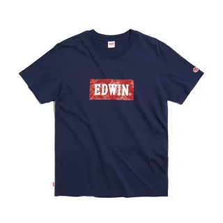 【EDWIN】男裝 佩斯里紋LOGO短袖T恤(丈青色)