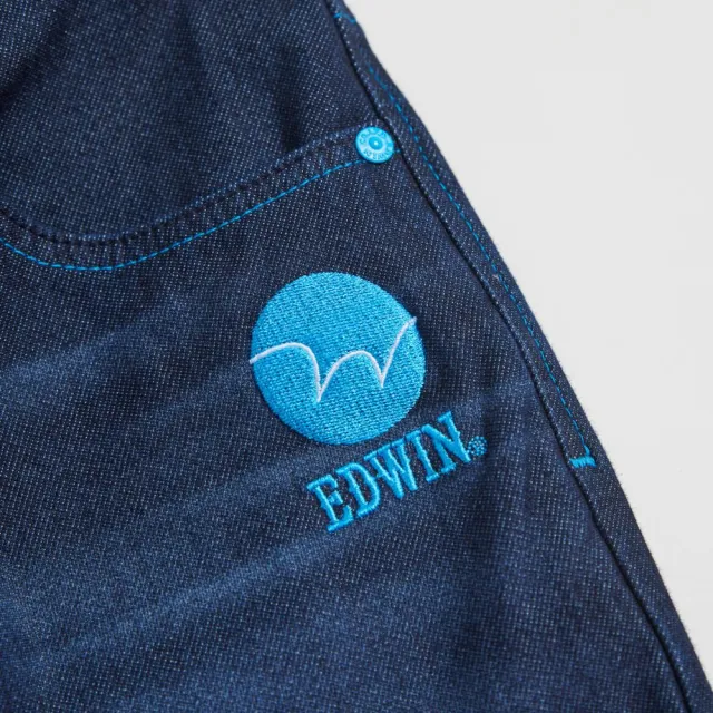【EDWIN】女裝 EDGE x JERSEYS迦績 超彈力錐形束口牛仔褲(原藍磨)
