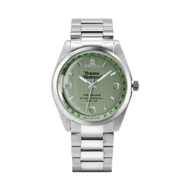 Vivienne WestwoodVivienne Westwood 銀框 軍綠色面 銀色不鏽鋼錶帶 經典腕錶 女錶 36mm(VV274GRSL)
