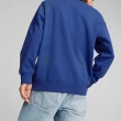 【PUMA】大學T Classics Cafe 寶藍 白 男款 長袖 上衣 寬鬆 內刷毛(625245-67)