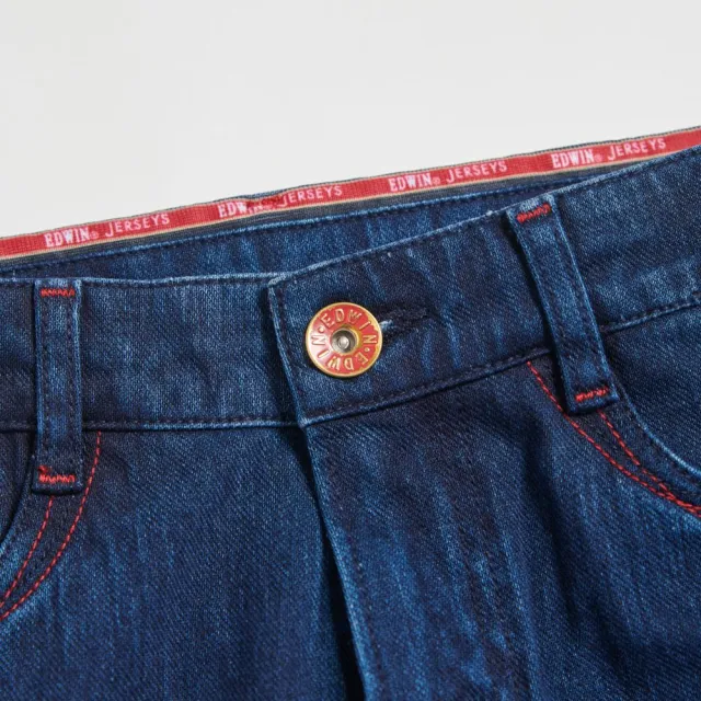 【EDWIN】女裝 東京紅360°迦績棉彈小直筒牛仔褲(原藍色)