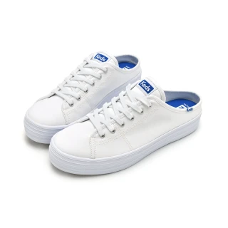 【Keds】TRIPLE KICK 經典厚底綁帶穆勒小白鞋-白(9232W133502)