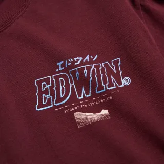 【EDWIN】男裝 寬版後磅怪物短袖T恤(朱紅色)