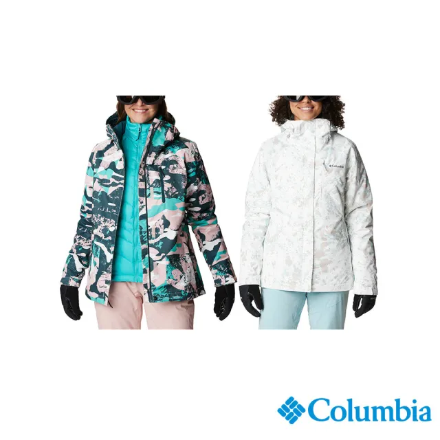 【Columbia 哥倫比亞 官方旗艦】女款-Whirlibird™Omni-TechOT防水鋁點保暖兩件式外套-幾何印花(UWR06350GE