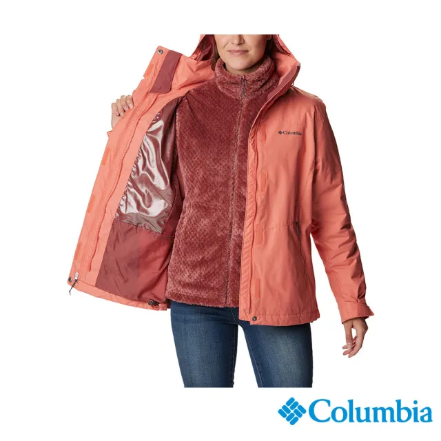 【Columbia 哥倫比亞 官方旗艦】女款-Bugaboo™Omni-TechOT防水鋁點保暖兩件式外套-蜜桃色(UWR09190PH/HF)