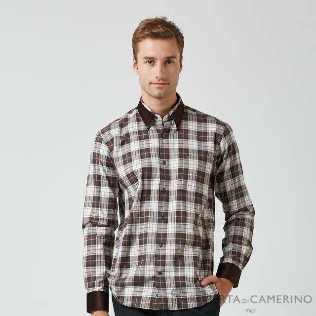 【ROBERTA諾貝達】德國素材 台灣製 品味雅緻 純棉長袖襯衫(咖啡)