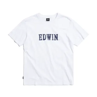 【EDWIN】男裝 高低差LOGO短袖T恤(白色)