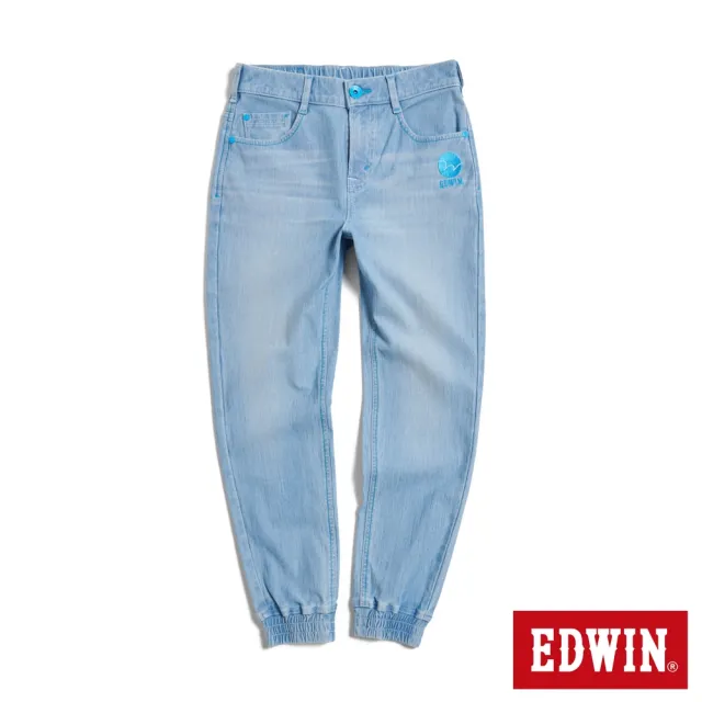 【EDWIN】女裝 EDGE x JERSEYS迦績 超彈力錐形束口牛仔褲(石洗藍)
