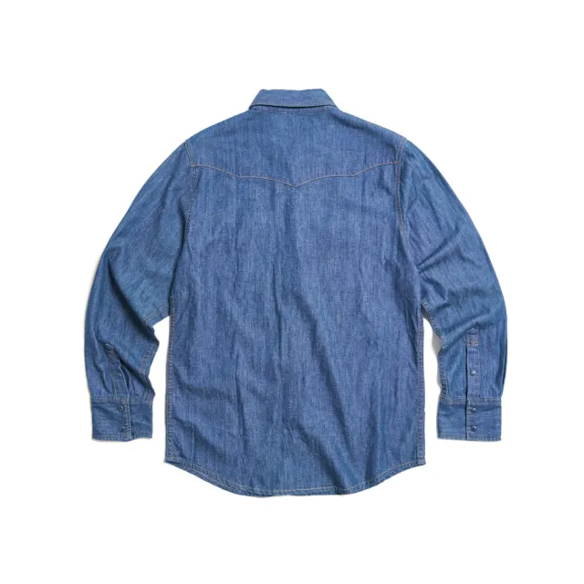 【EDWIN】男裝 西部式長袖牛仔襯衫(酵洗藍)