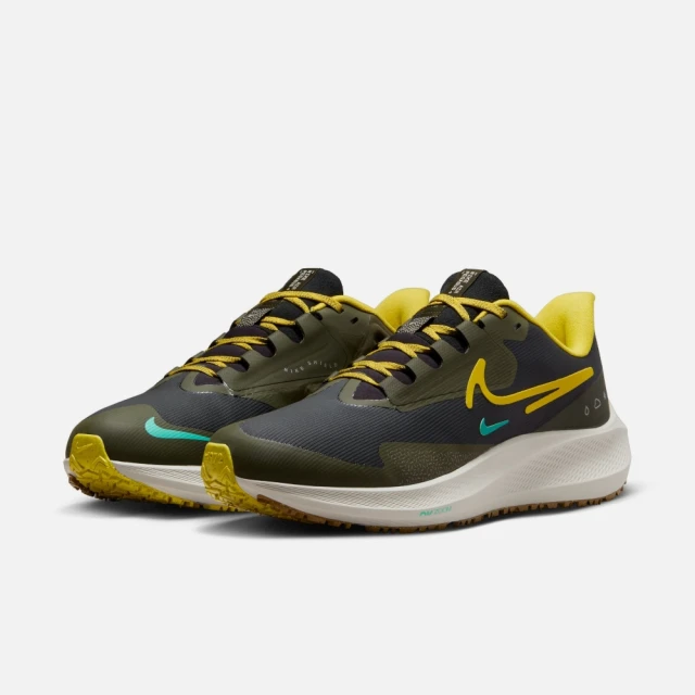 NIKE 耐吉 慢跑鞋 男鞋 運動鞋 防潑水 緩震 AIR ZOOM PEGASUS SHIELD 黑黃 FV8107-070(3R3488)