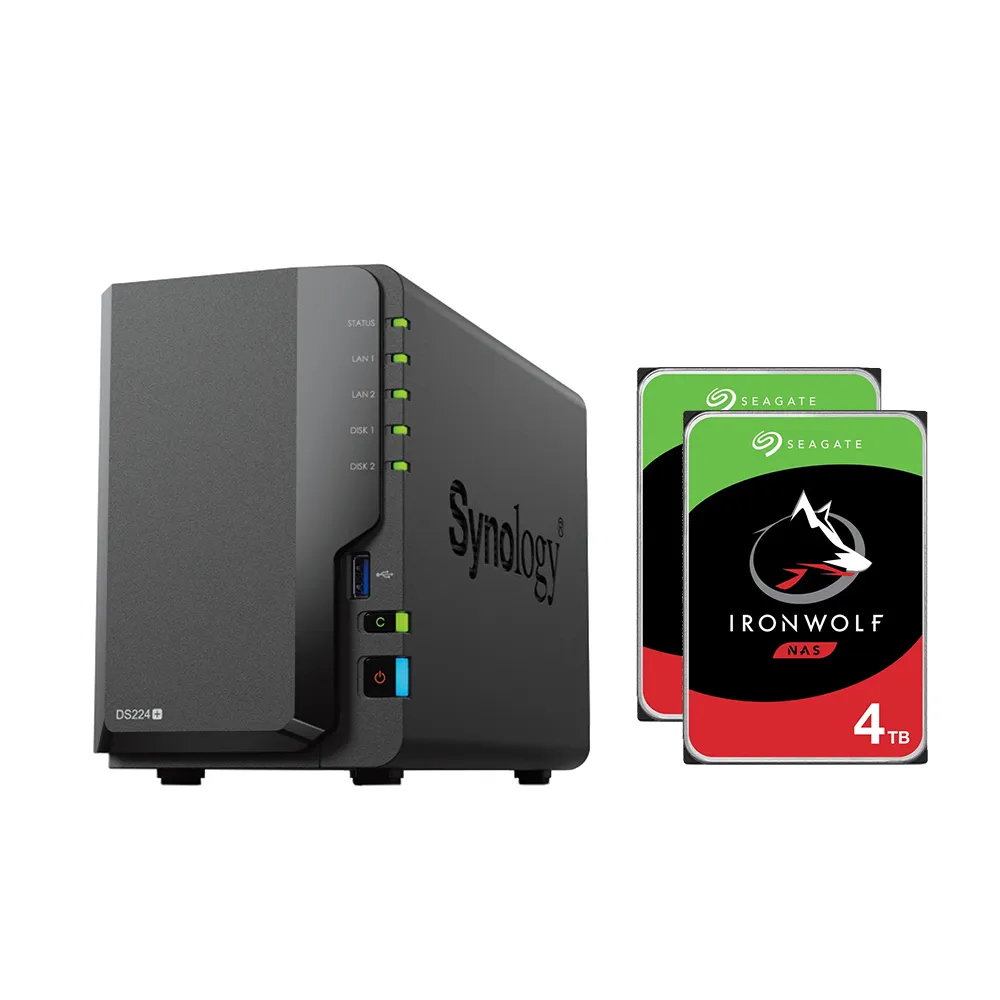 【Synology 群暉科技】搭希捷 4TB x2 ★ DS224+ 2Bay NAS 網路儲存伺服器