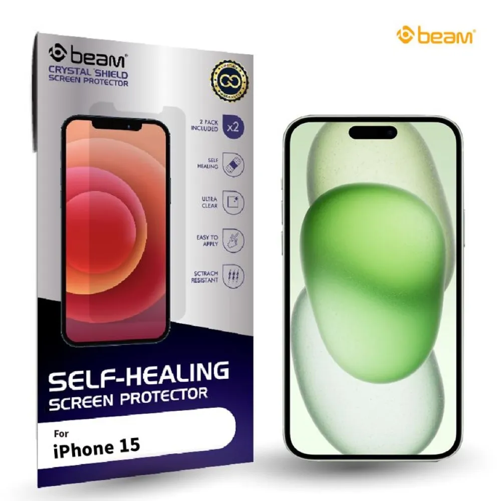 【BEAM】iPhone 15 6.1“ 自我修復螢幕保護貼(超值2入裝)