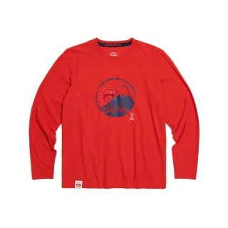 【EDWIN】江戶勝 男裝 太陽富士山長袖T恤(朱紅色)