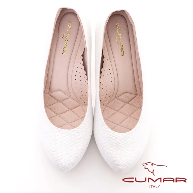 【CUMAR】閃亮耀眼內增高防水台高跟鞋(白色)