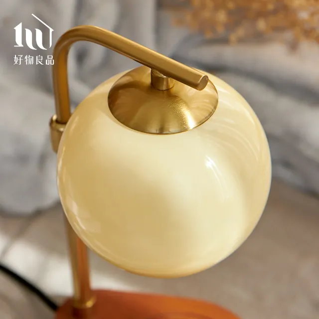 【好物良品】復古風可升降高度木質桌面融蠟小夜燈|附燈泡(室內芳香 桌上檯燈 香氛蠟燭 擴香)