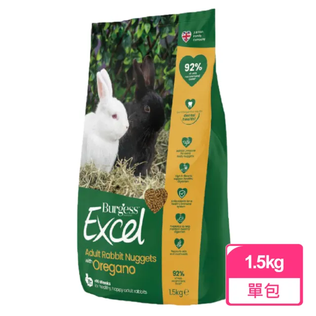 【Burgess 伯爵】成兔飼料奧勒岡葉 1.5KG(兔飼料 成兔飼料)