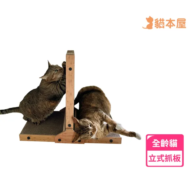 【貓本屋】立式T型 雙面貓抓板(附鈴鐺球)