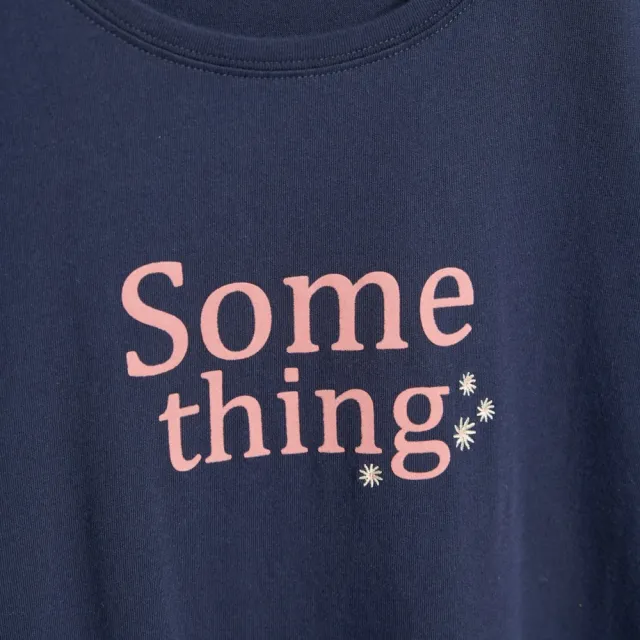 【SOMETHING】女裝 基本LOGO短袖T恤(丈青色)