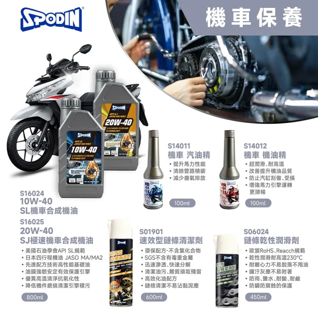 【SPODIN 司伯汀】機車汽油精100ml(24入量販優惠組)