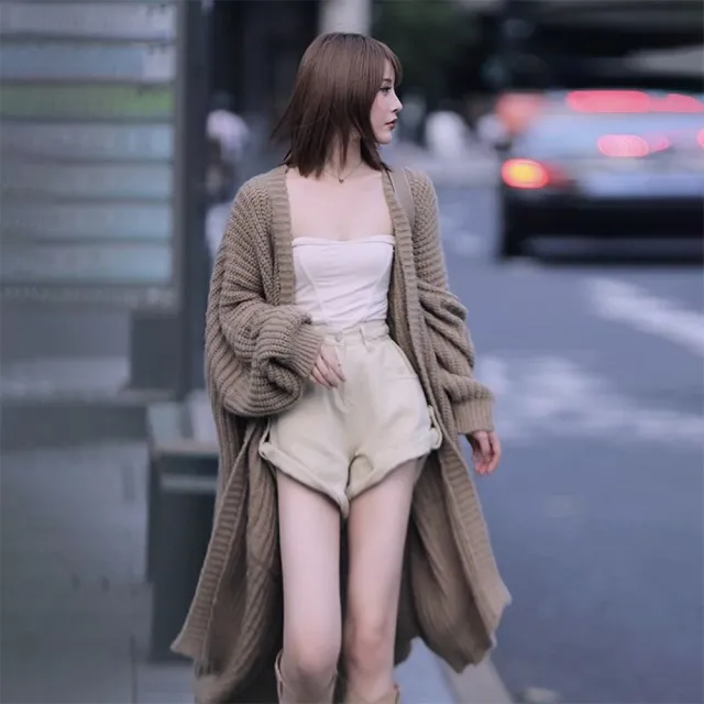 【D.studio】韓版慵懶風寬鬆長版針織外套(大衣 風衣 上衣 女裝 衣服 外套 長袖上衣 長版外套 毛衣 J291)