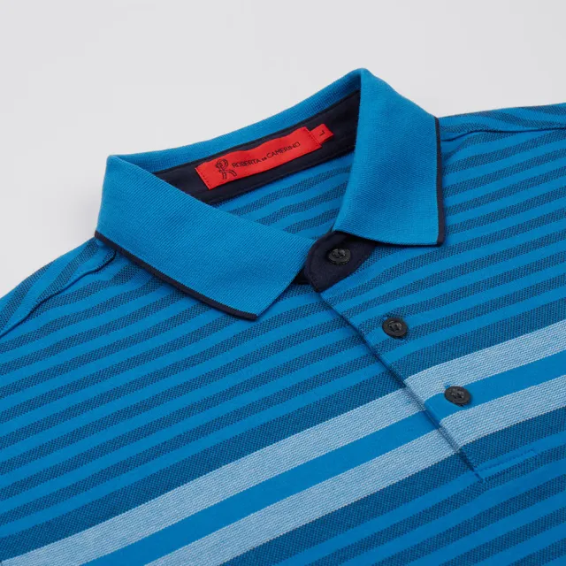 【ROBERTA諾貝達】台灣製  修身剪裁 帥氣長袖POLO衫(藍)