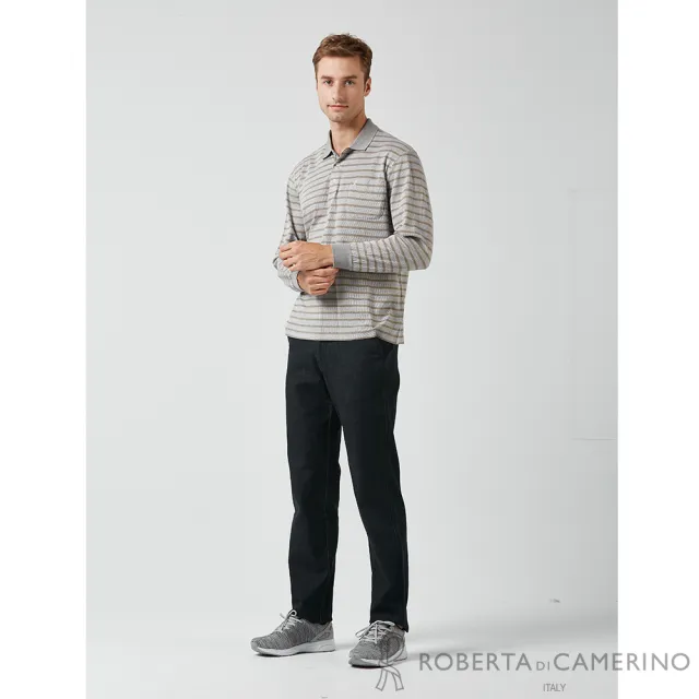 【ROBERTA諾貝達】男裝 台灣製 精品流行品味長袖POLO衫(灰)