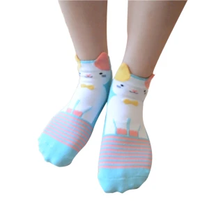 【PEILOU 貝柔】6雙組-趣味立體造型兒童止滑短襪(可愛動物系列)