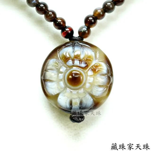 【藏珠家】精品29mm財咒天眼後刻十字金剛杵天珠項鍊