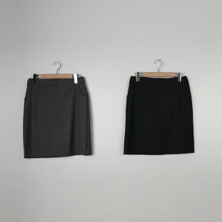 【MASTINA】商務修身條紋正裝短裙(黑 灰/魅力商品)