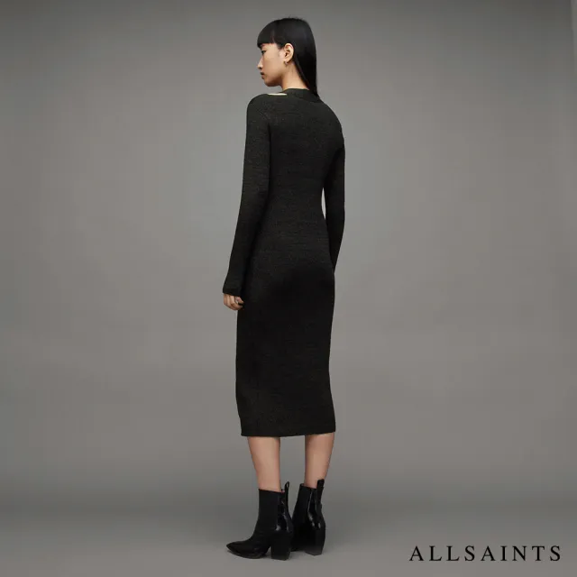 【ALLSAINTS】CHARA 金屬光澤洋裝Black WD286Z 雙11(貼身版型)