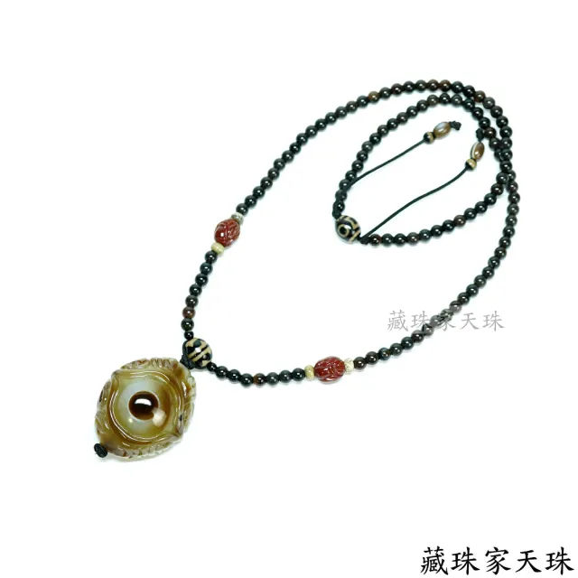 【藏珠家】精品40x47mm財咒天眼+大手印天珠項鍊