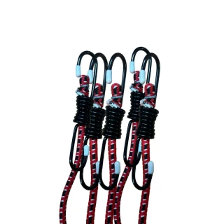 【和來】台製 紅黑花色 150cm 彈力繩(多功能固定繩 彈力繩 機車繩 5入一組超值組合包)
