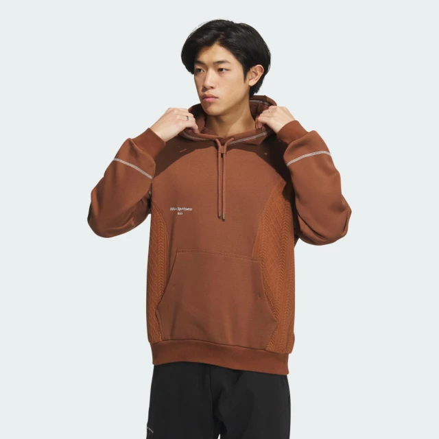 adidas 愛迪達adidas 愛迪達 上衣 男款 長袖上衣 帽T 運動 亞規 ST FL HOODIE 咖啡 IQ1365