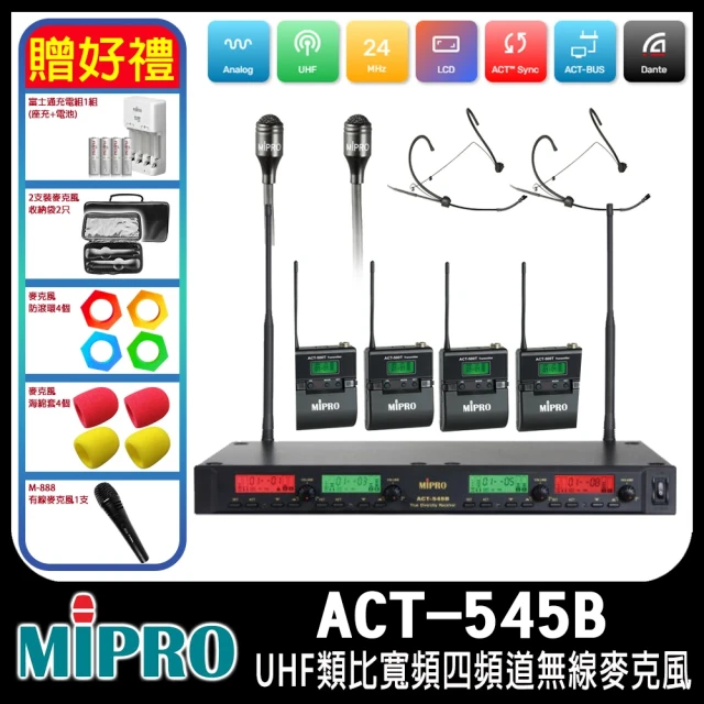 MIPRO MA-828 配1領夾式+1頭戴式無線麥克風(新