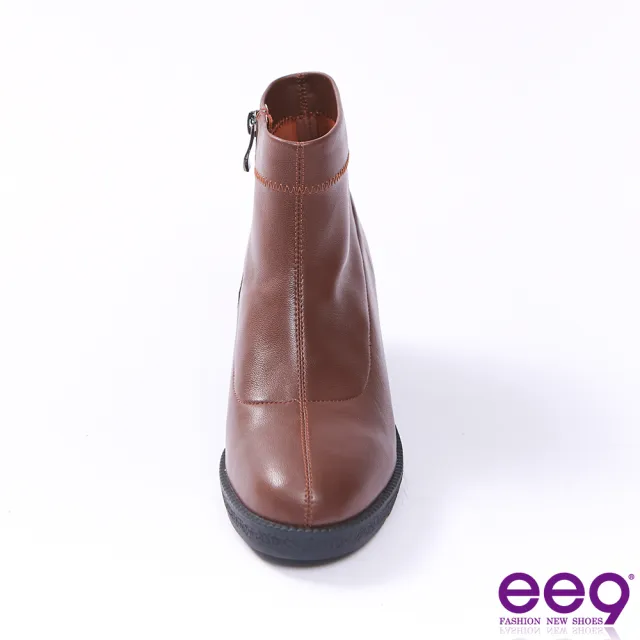 【ee9】ee9 經典率性免綁帶楔型底短靴-咖色-5621212 50(短靴)