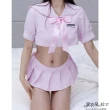 【愛衣朵拉】學生制服 短版上衣迷你裙 性感角色扮演服飾(ML 黑色/粉紅色)