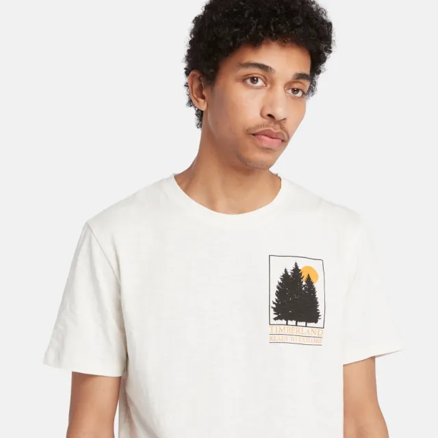 【Timberland】男款白色印花短袖T恤(A2KB6CM9)