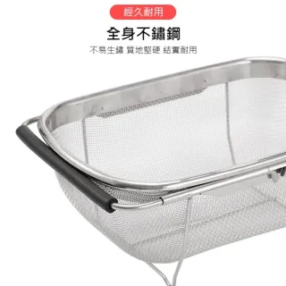 【TWBUY 台灣好購】不銹鋼伸縮濾水籃(洗菜 多功能 洗米 瀝水籃 水槽收納)