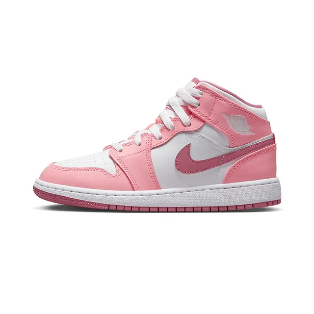 NIKE 耐吉】Air Jordan 1 Mid GS 大童鞋女鞋粉紅Valentines Day 情人節